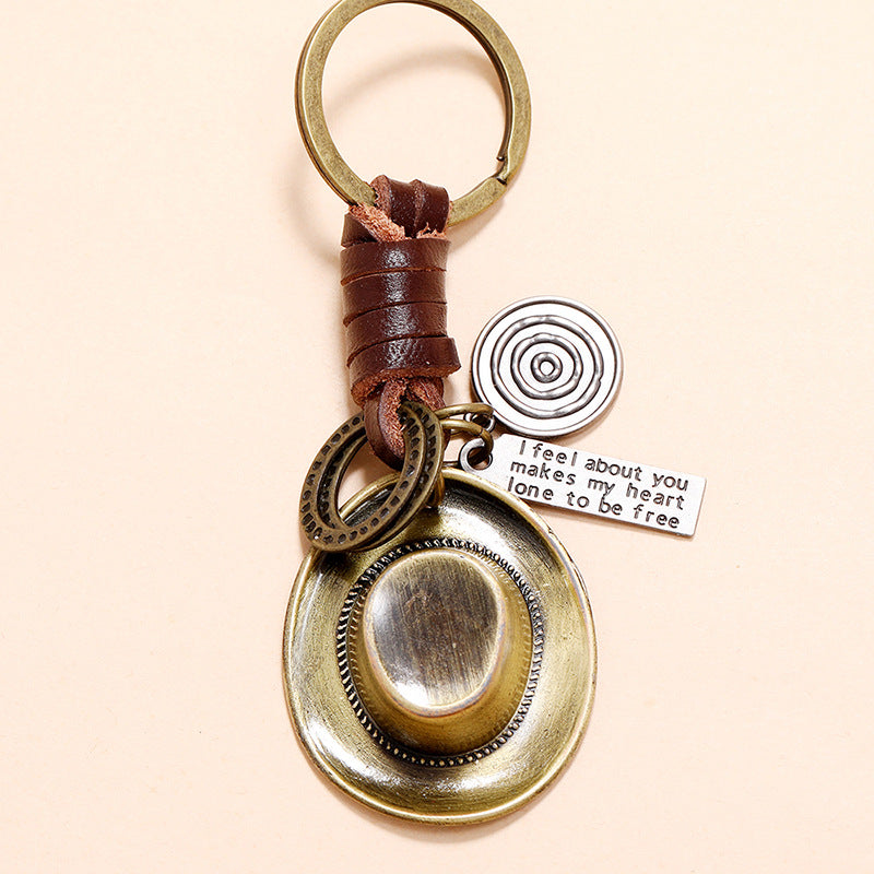 Wholesale Leather Alloy Cowboy Hat Creative Key Chain